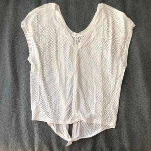 White lulu lemon mesh striped top size S